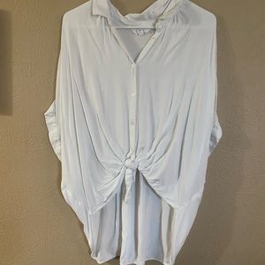 White button up high-low top